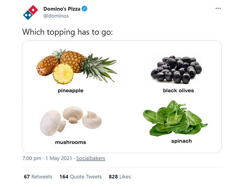 Engaging post on Twitter by Domino’s pizza