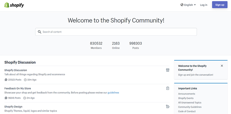 Shopify Community - online discussion forum (marketing your online store)